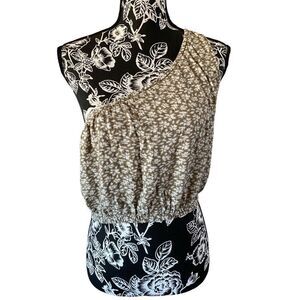 American Eagle Floral One Strap Tank Top Sexy Cold Shoulder
